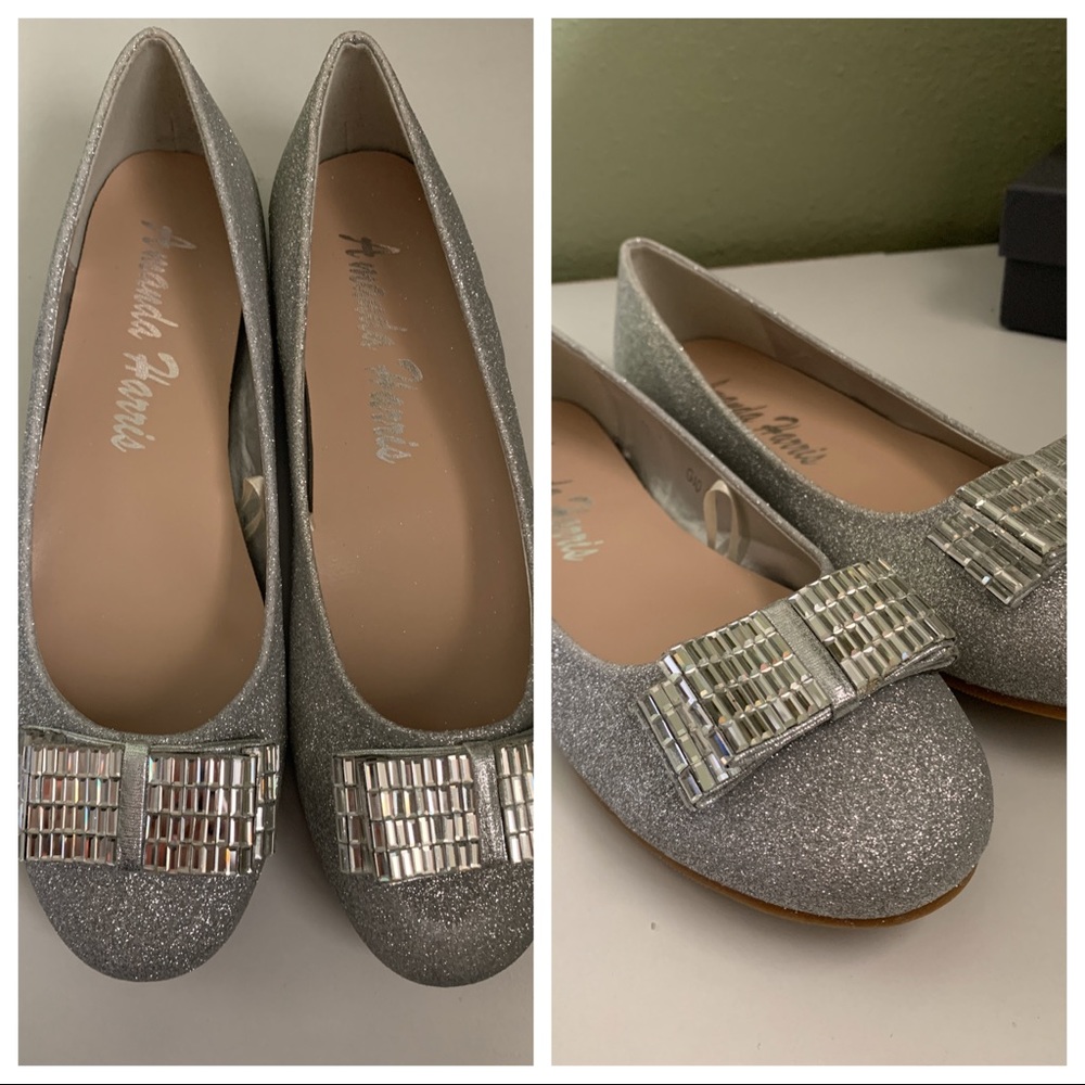 Silver glitter ballet flats